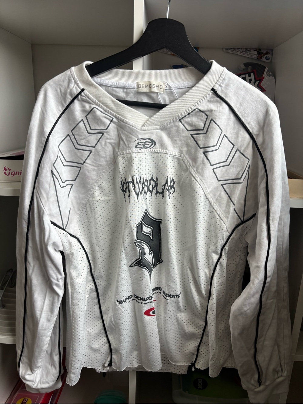 White cropped unisex cyberpunk jersey